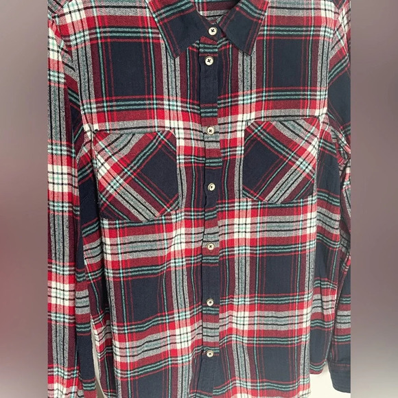 Natural Reflections Plaid Long Sleeve Button Down Flannel Shirt Women’s Large - Picture 5 of 11